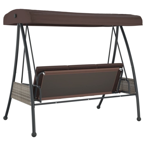 vidaXL Garden Swing Bench with Adjustable Canopy Coffee Brown Steel