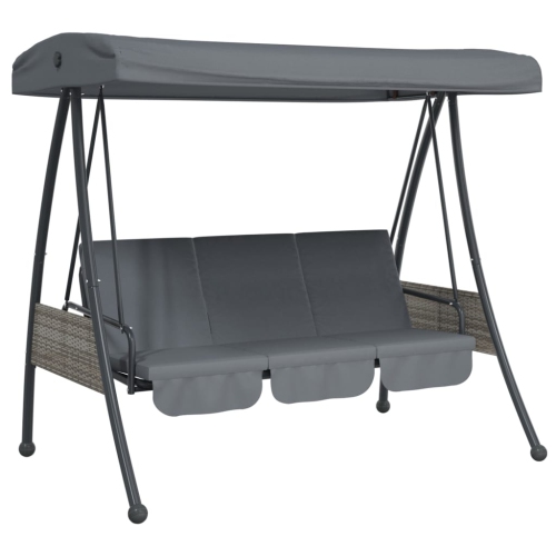 vidaXL Garden Swing Bench with Adjustable Canopy Dark Grey&nbsp;Steel