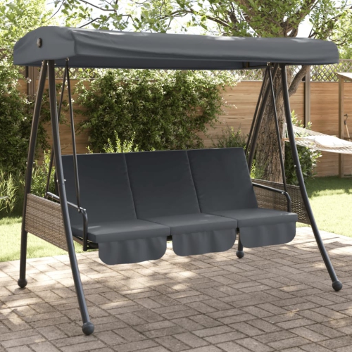 vidaXL Garden Swing Bench with Adjustable Canopy Dark Grey Steel
