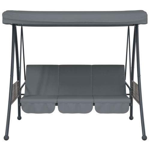 vidaXL Garden Swing Bench with Adjustable Canopy Dark Grey Steel