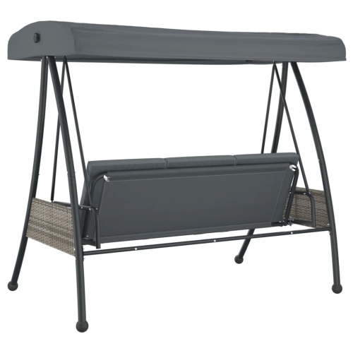 vidaXL Garden Swing Bench with Adjustable Canopy Dark Grey Steel