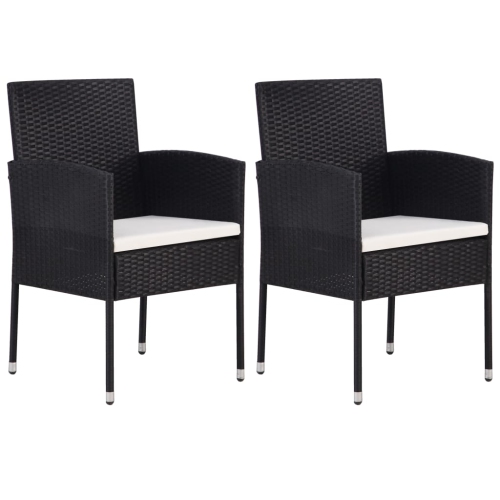 VIDAXL  Garden Chairs With Cream Cushions 2 PCs Black Poly Rattan In White