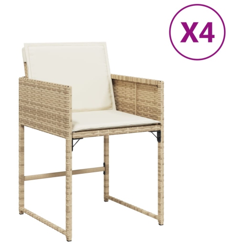 VIDAXL  Garden Chairs With Cushions 4 PCs Poly Rattan In Beige