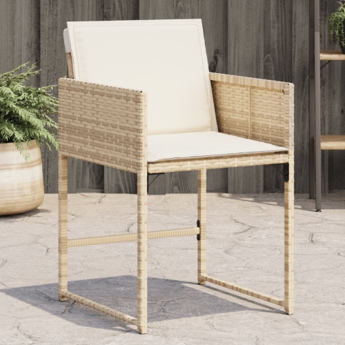 vidaXL Garden Chairs with Cushions 4 pcs Beige Poly Rattan