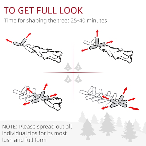 HOMCOM 7.5ft Snow Flocked Pencil Christmas Tree, Artificial Slim Xmas Tree with Realistic Branch Tips, Folding Metal Stand, Black