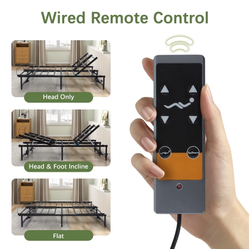 HOXPETY Adjustable Bed Frame Queen Size Electric Adjustable Bed Base with Head and Foot Incline Low-Noise Motor and Remote Control, Electric Bed