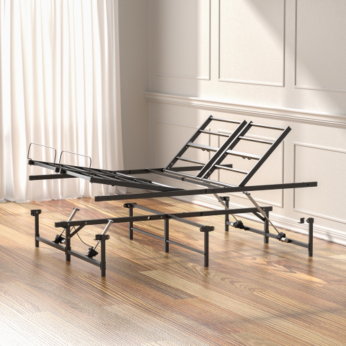 HOXPETY Adjustable Bed Frame Queen Size Electric Adjustable Bed Base with Head and Foot Incline Low-Noise Motor and Remote Control, Electric Bed