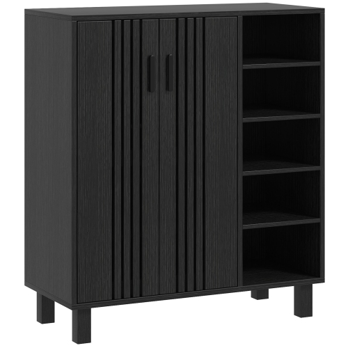 HOMCOM Modern Shoe Cabinet with 2 Doors and 5-tier Open Compartments, 17 Pair Shoe Storage Cabinet with Adjustable Shelves for Entryway, Hallway,