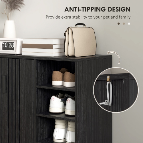 HOMCOM Modern Shoe Cabinet with 2 Doors and 5-tier Open Compartments, 17 Pair Shoe Storage Cabinet with Adjustable Shelves for Entryway, Hallway,