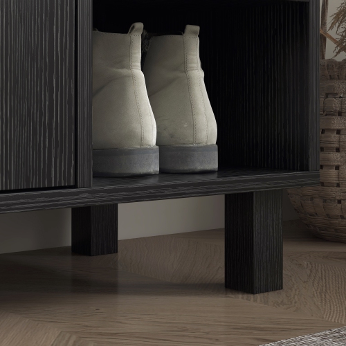 HOMCOM Modern Shoe Cabinet with 2 Doors and 5-tier Open Compartments, 17 Pair Shoe Storage Cabinet with Adjustable Shelves for Entryway, Hallway,