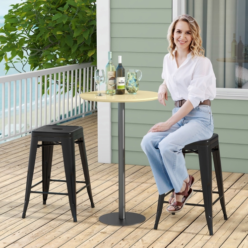 Gymax 24'' Metal Bar Stools Set of 4 w/ Square Seat Patio Bar Stools Home Kitchen