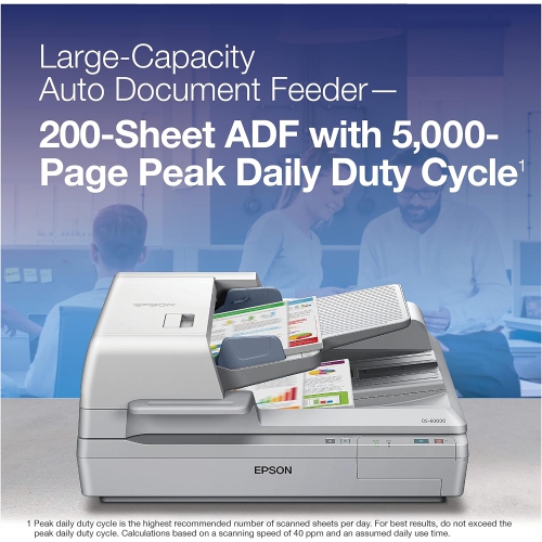 Epson Canada Inc Epson Workforce DS-60000 Large Format Sheet-Fed Colour Document Scanner with 200 Page Auto Document Feeder and Duplex (B11B204221)