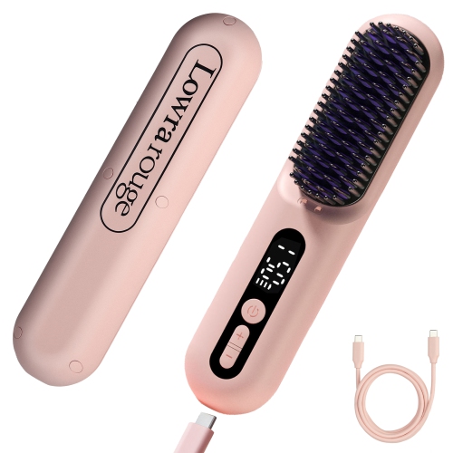 Brosse lissante portative sans fil et avec fil Lowra Rouge, 9 réglages de température, chauffage rapide et arrêt automatique pour les voyages