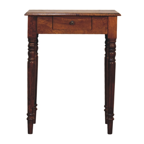 Artisan Furniture Solid Wood Turned Leg Writing Desk In Chestnut Finish