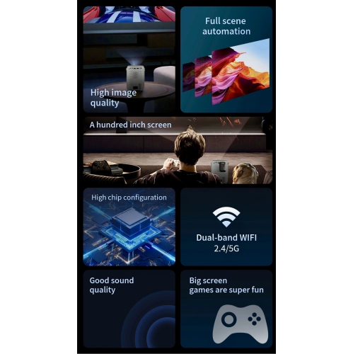 TUTT T12 Pro 4K Gaming Projector Home Theatre Wifi & Bluetooth, 600ANSI Native Auto Focus Home Theater Smart Project Up to 150” Premium Accessories