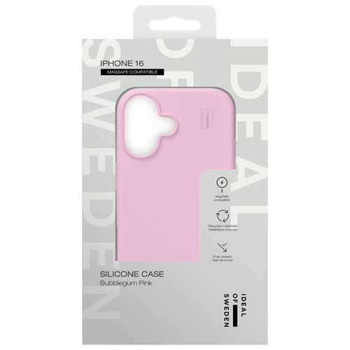 Étui souple ajusté en silicone d'Ideal of Sweden avec MagSafe pour iPhone 16 - Rose gomme à bulles