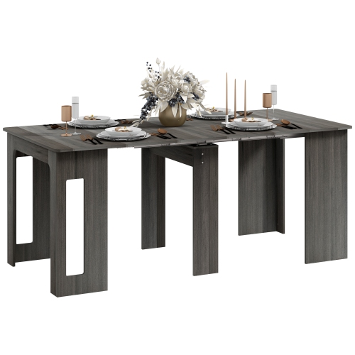 Table pliante HOMCOM, table extensible, table de cuisine pour petits espaces, pour 6&nbsp;personnes maximum, gris