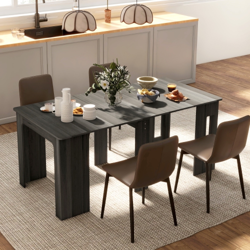 HOMCOM – Table à dîner extensible, table de cuisine extensible pour petits espaces, 6 places pour un maximum, gris