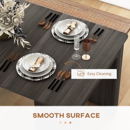 HOMCOM – Table à dîner extensible, table de cuisine extensible pour petits espaces, 6 places pour un maximum, gris