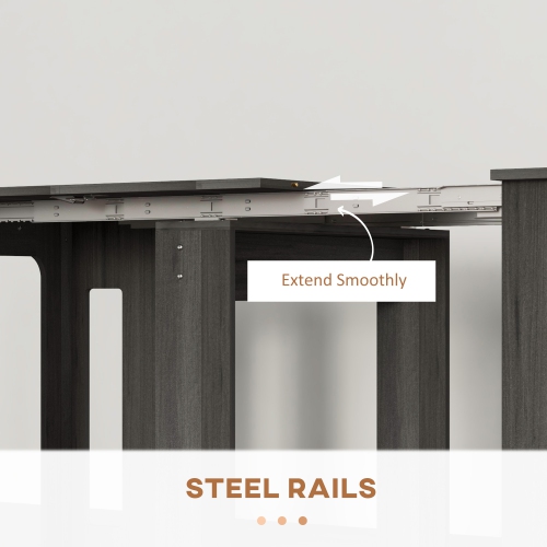 HOMCOM – Table à dîner extensible, table de cuisine extensible pour petits espaces, 6 places pour un maximum, gris