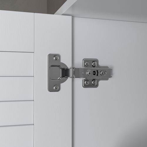 Famapy Modern 4-Door Wardrobe with Adjustable Shelves and Multiple Drawers White