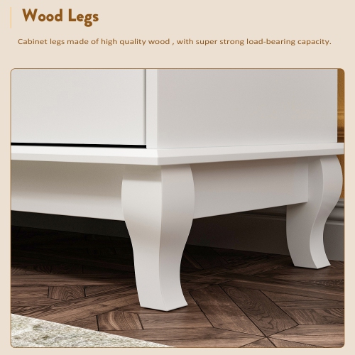 Famapy Classic White 10-Drawer Dresser with Elegant Curved Legs and Ample Storage White