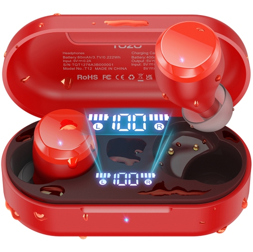 TOZO T12 Tonal Dots Wireless Earbuds In-Ear Noise Cancelling-Red