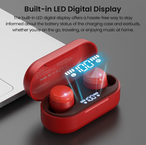 TOZO T12 Tonal Dots Wireless Earbuds In-Ear Noise Cancelling-Red