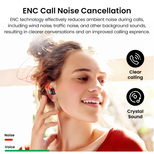 TOZO T12 Tonal Dots Wireless Earbuds In-Ear Noise Cancelling-Red