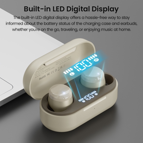 TOZO T12 Tonal Dots Wireless Earbuds In-Ear Noise Cancelling-Khaki