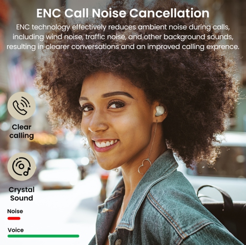 TOZO T12 Tonal Dots Wireless Earbuds In-Ear Noise Cancelling-Khaki