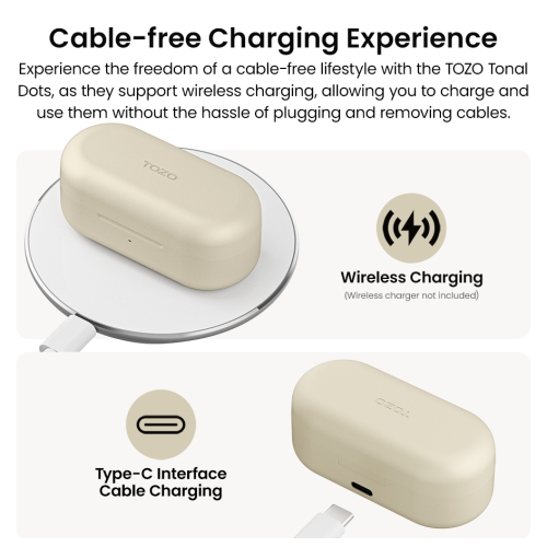 TOZO T12 Tonal Dots Wireless Earbuds In-Ear Noise Cancelling-Khaki