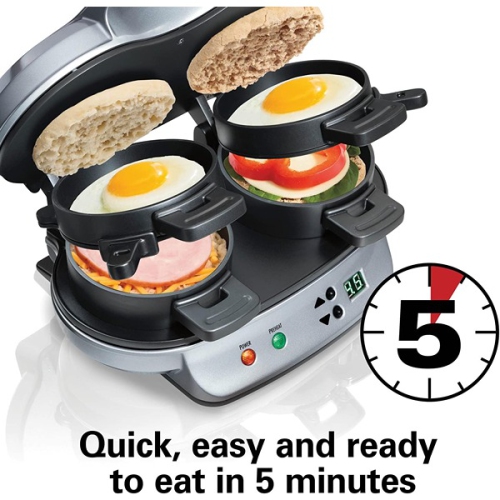 Hamilton Beach 19.9D x 26.4W x 15H Dual Breakfast Sandwich Maker Silver