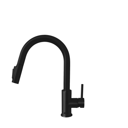 Robinet à filtre à eau escamotable élégant Modena 14 ⅛ po, noir mat, double fonction K-131BLK