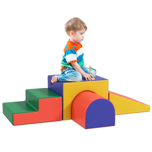 Ensemble de jeu en mousse Qaba pour les tout-petits et les enfants, ensemble d'escalade en 4 pièces pour enfants Soft & Safe pour le rampant ou le co