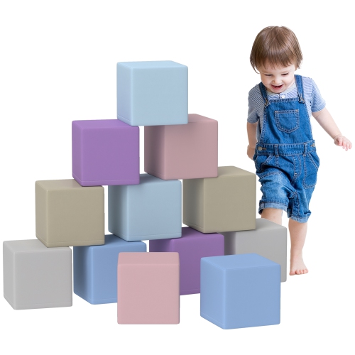 Soozier 12 Piece Foam Blocks, Soft Play Equipment for Kids, Climbing Toys for Toddlers, Safe Play Structures for Preschooler Baby Learning Developmen