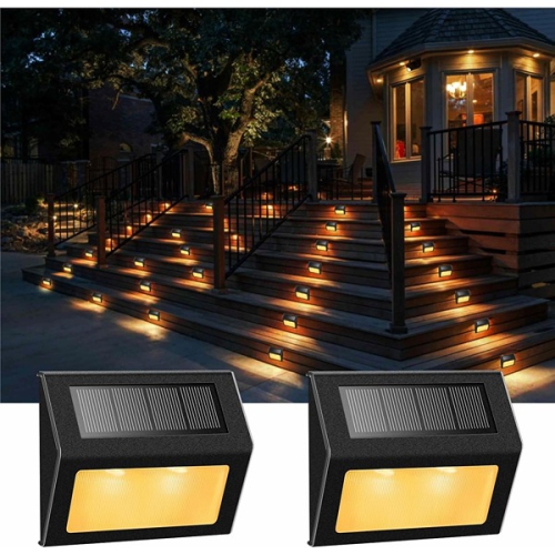 XLUX  Solar Lights for Steps Decks Pathway Yard Stairs Fences 2 Pack