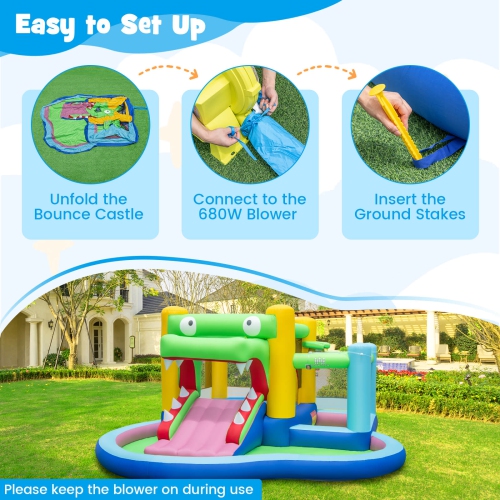 Costway 5-in-1 Inflatable Bounce House with Slide Splash Pool Ball Pit & Basket Hoop