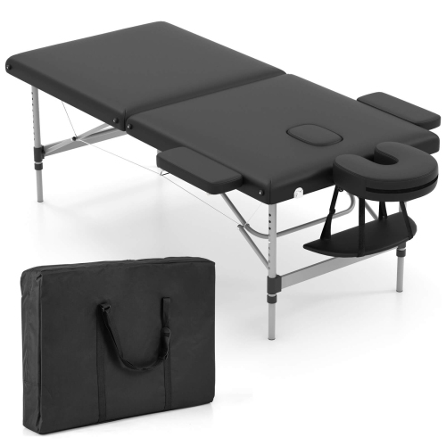 Costway 84" 2-Section Foldable Salon Spa Beauty Bed with Face Cradle Adjustable Height