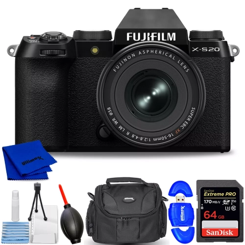 FUJIFILM  X-S20 Mirrorless Camera With Xf 16-50MM F/2.8-4.8 Lens (Black) 7PC Kit