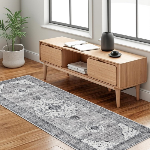 NIERBO  2' X 6' Runner Rug Boho Washable Small Area Rugs for Entryway Bathroom Kitchen, Hallway Runner Rugs Soft Low Pile Non-Slip Rubber Backing