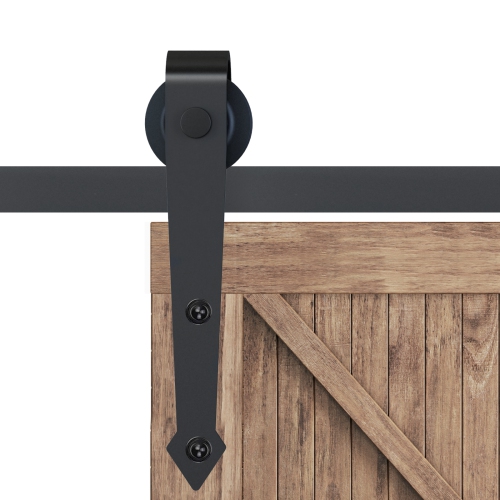 HOMCOM 6.6FT Sliding Barn Door Hardware Kit, Heavy Duty Barn Door Track Kit for Single Door, Fit 39" Wide Door Panel J Shape Hanger, Brown