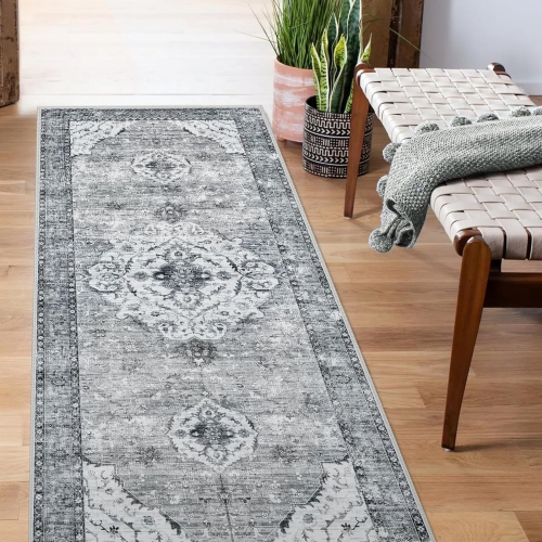 NIERBO  3' X 8' Runner Rug Non Slip - Kitchen Washable Runner Rug w Non-Shedding, Boho Vintage Rugs Runners for Hallways Distressed Carpet Runner