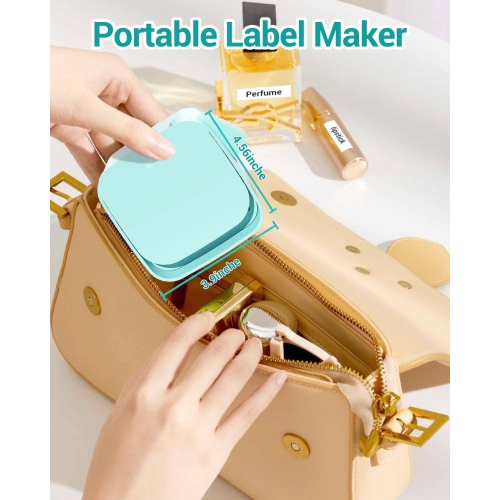 Label Ribbon Printer Portable mobile phone Bluetooth Portable Mini Label Maker Printer with Tape, for Organizing Office/Home Supplies, Green