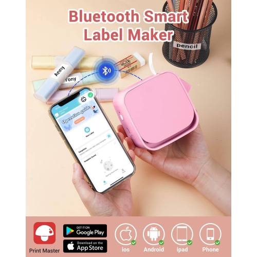 Étiqueteuse Ruban imprimante téléphone portable téléphone portable Bluetooth Mini étiqueteuse portable avec ruban, pour organiser les fournitures de
