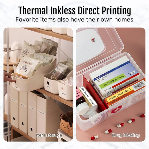 Label Makers Machine Wireless Built-in Cutter Portable Bluetooth Label Printer for Home, Office, Business & Organization, Compatible with