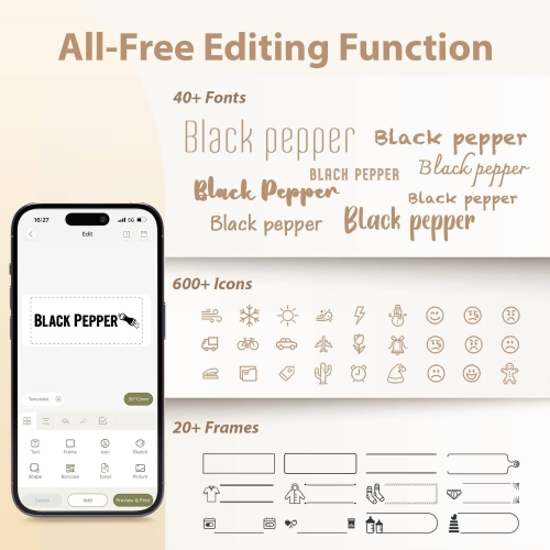 Label Printer Label Makers Mini Bluetooth Wireless Labeler Label Maker Machine Multiple Templates Available Label Printer for Home Office Kitchen
