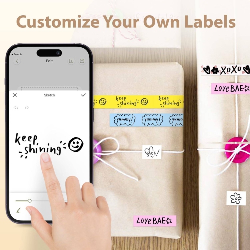 Label Printer Label Makers Mini Bluetooth Wireless Labeler Label Maker Machine Multiple Templates Available Label Printer for Home Office Kitchen