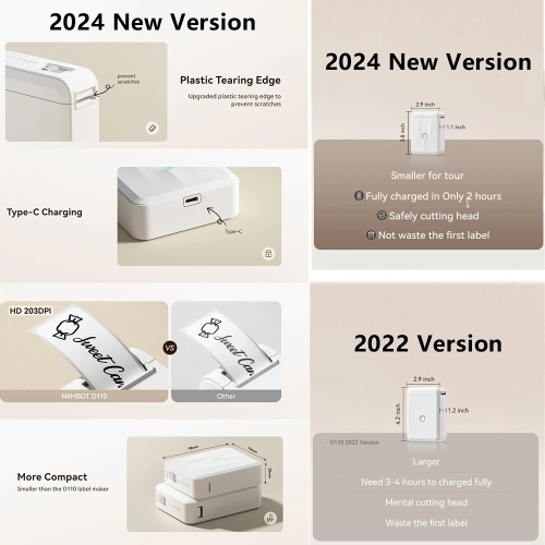 Nouvelle imprimante d’étiquettes portative Bluetooth couleur D110 machine à étiquettes miniatures avec autocollant d’étiquette imprimante