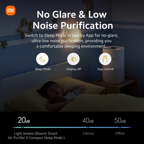 Xiaomi Smart Air Purifier 4 Compact, Small HEPA Air Cleaner for Large Room Home Bedroom Dorm